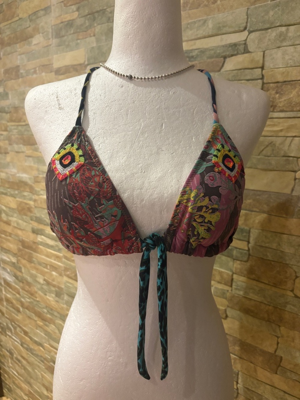 Agua Bendita Multicolor triangle bikini top M